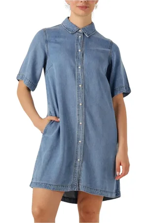 Object Dames, Jurken, Blauw, Maat: M Denim