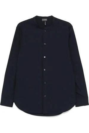 Emporio Armani Heren, Overhemden, Blauw, Maat: M Katoen