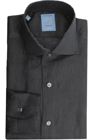 BARBA Heren, Overhemden, Zwart, Maat: 2XL Linnen