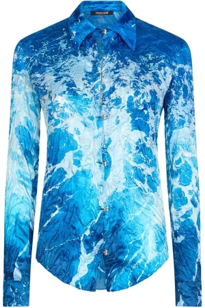 Roberto Cavalli Dames, Blouses & Shirts, Blauw, Maat: XS Zijde