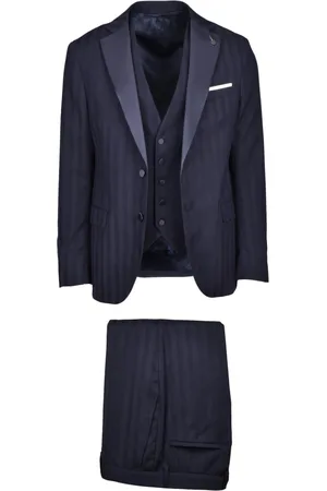 PAOLONI Heren, Pakken, Blauw, Maat: L Wol