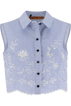 ERMANNO SCERVINO Dames, Blouses & Shirts, Blauw, Maat: XS Katoen