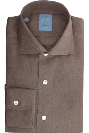 BARBA Heren, Overhemden, Bruin, Maat: 4XL Linnen
