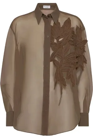 Brunello Cucinelli Dames, Blouses & Shirts, Bruin, Maat: S
