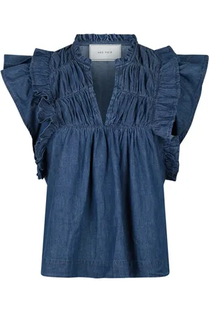 Neo Noir Dames, Blouses & Shirts, Blauw, Maat: S Denim