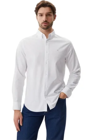 Calvin Klein Heren, Overhemden, Wit, Maat: L Katoen