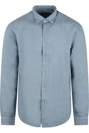 COSTUMEIN Heren, Overhemden, Blauw, Maat: L Linnen