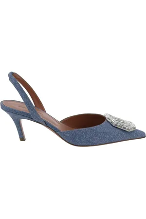 Amina Muaddi Dames, Schoenen, Blauw, Maat: 36 1/2 EU Denim