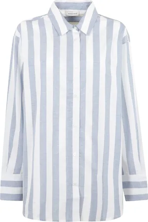 ANINE BING Dames, Blouses & Shirts, Blauw, Maat: XS Katoen