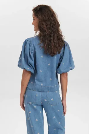 Numph Dames, Blouses & Shirts, Blauw, Maat: XL Denim