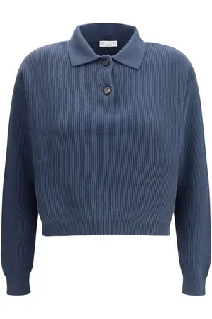 Brunello Cucinelli Dames, Truien, Blauw, Maat: XL Katoen