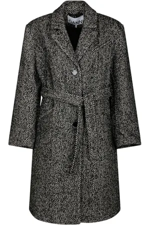 Ganni Dames, Mantels, Zwart, Maat: XS Wol