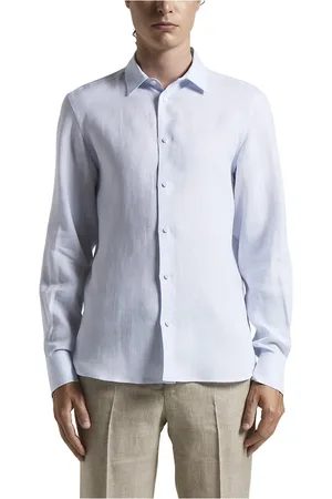 PESERICO SIGN Heren, Overhemden, Blauw, Maat: 2XL Linnen