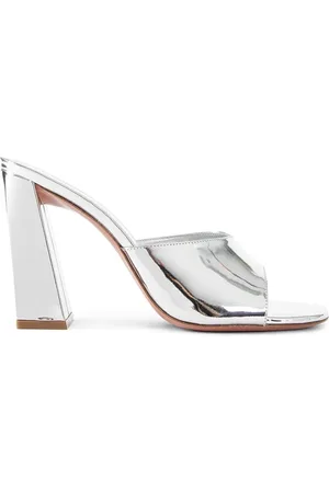 Amina Muaddi Dames, Schoenen, Grijs, Maat: 38 1/2 EU Leer