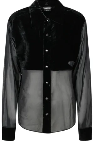 Tom Ford Dames, Blouses & Shirts, Zwart, Maat: S Zijde