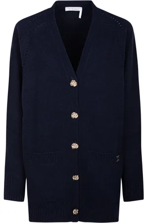 Chloé Dames, Truien, Blauw, Maat: XS Kasjmier