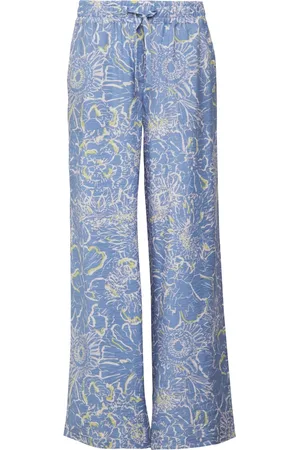 Comma, Dames, Broeken, Blauw, Maat: L Viscose