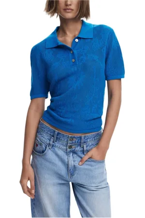 Desigual Dames, Tops, Blauw, Maat: L Katoen