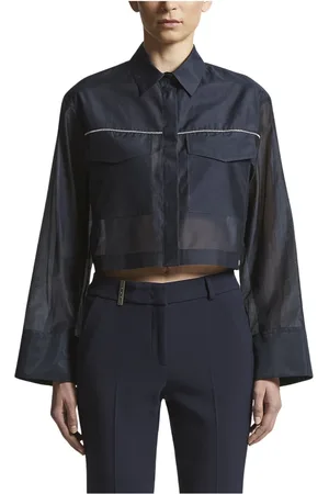 PESERICO SIGN Dames, Blouses & Shirts, Blauw, Maat: S Katoen