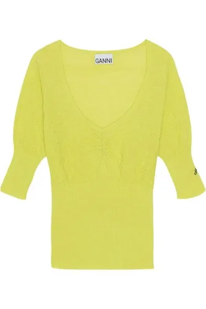 Ganni Dames, Truien, Geel, Maat: XS