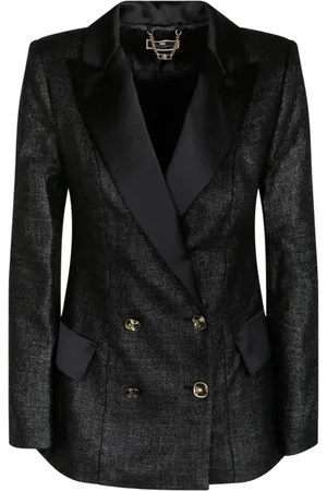 Elisabetta Franchi Dames, Jassen, Zwart, Maat: S Tweed