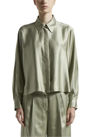 PESERICO SIGN Dames, Blouses & Shirts, Groen, Maat: M Satijn