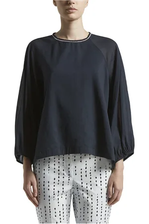 PESERICO SIGN Dames, Blouses & Shirts, Blauw, Maat: M Katoen