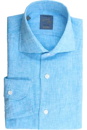 BARBA Heren, Overhemden, Blauw, Maat: L Linnen