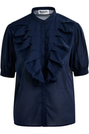 Essentiel Antwerp Dames, Blouses & Shirts, Blauw, Maat: XS Katoen