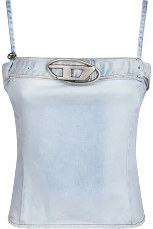 Diesel Dames, Tops, Blauw, Maat: 2XS Katoen