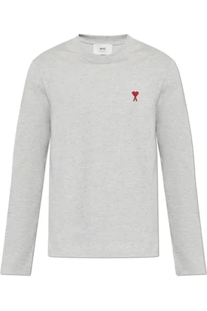 Ami Heren, Tops, Grijs, Maat: 2XS Katoen