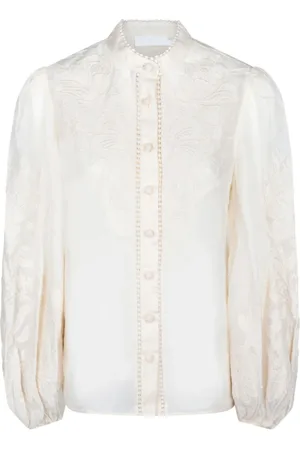 ZIMMERMANN Dames, Blouses & Shirts, Wit, Maat: L Linnen