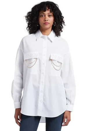 Liu Jo Dames, Blouses & Shirts, Wit, Maat: XS Katoen