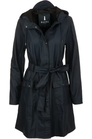 Rains Dames, Mantels, Blauw, Maat: L Leer