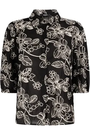 Jansen Amsterdam Dames, Blouses & Shirts, Zwart, Maat: XS Katoen