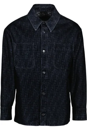 Fendi Heren, Overhemden, Blauw, Maat: M Denim