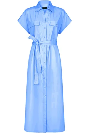 Dondup Dames, Jurken, Blauw, Maat: L Katoen