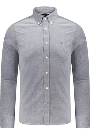 Tommy Hilfiger Heren, Overhemden, Grijs, Maat: XL Katoen