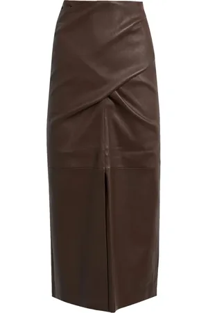 Brunello Cucinelli Dames, Rokken, Bruin, Maat: S Leer