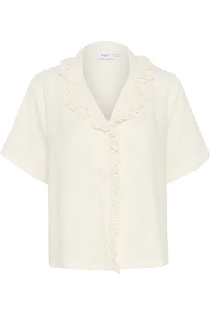 Saint Tropez Dames, Blouses & Shirts, Wit, Maat: S Katoen