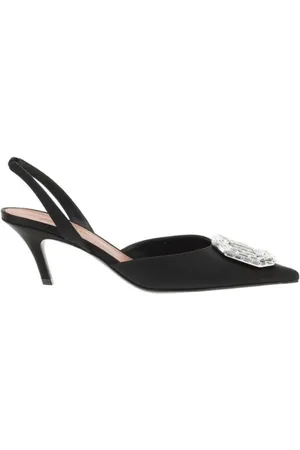 Amina Muaddi Dames, Schoenen, Zwart, Maat: 37 EU Zijde