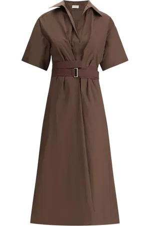 Brunello Cucinelli Dames, Jurken, Bruin, Maat: L Katoen