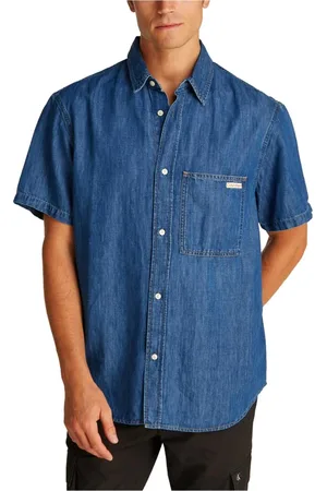 Calvin Klein Heren, Overhemden, Blauw, Maat: XL Katoen
