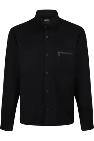 Ermenegildo Zegna Heren, Overhemden, Zwart, Maat: XL Wol