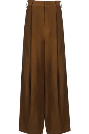 UMA WANG Dames, Broeken, Bruin, Maat: M Viscose