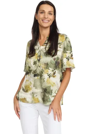 2-Biz Dames, Blouses & Shirts, Groen, Maat: L Nylon