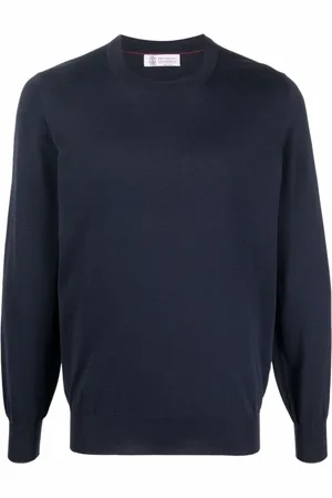 Brunello Cucinelli Heren, Truien, Blauw, Maat: XL Katoen