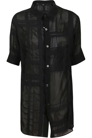 YOHJI YAMAMOTO Dames, Blouses & Shirts, Zwart, Maat: L Nylon