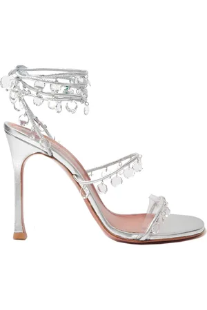 Amina Muaddi Dames, Schoenen, Grijs, Maat: 35 EU Leer