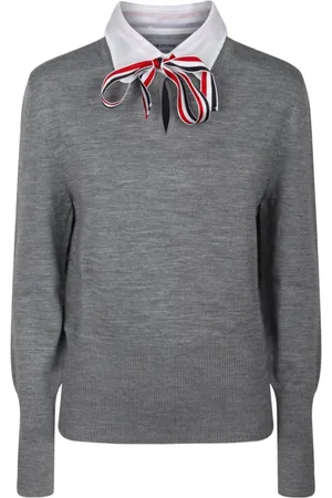 Thom Browne Dames, Truien, Grijs, Maat: 2XS